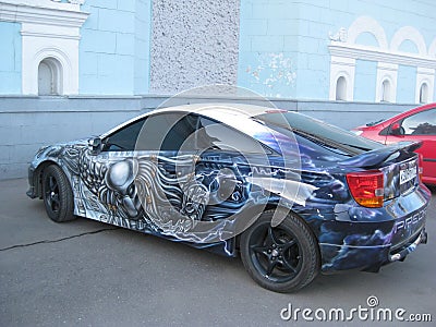 Ð¡ar tuning. Automotive airbrushing. Toyota Celica Editorial Stock Photo